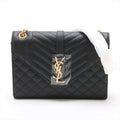 Second hand Saint Laurent Envelope Medium Embossed Grained Leather 2-Ways Envelope Bag Black - Tabita Bags