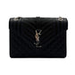 Second hand Saint Laurent Envelope Medium Embossed Grained Leather 2-Ways Envelope Bag Black - Tabita Bags