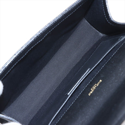 Second hand Saint Laurent Envelope Medium Embossed Grained Leather 2-Ways Envelope Bag Black - Tabita Bags
