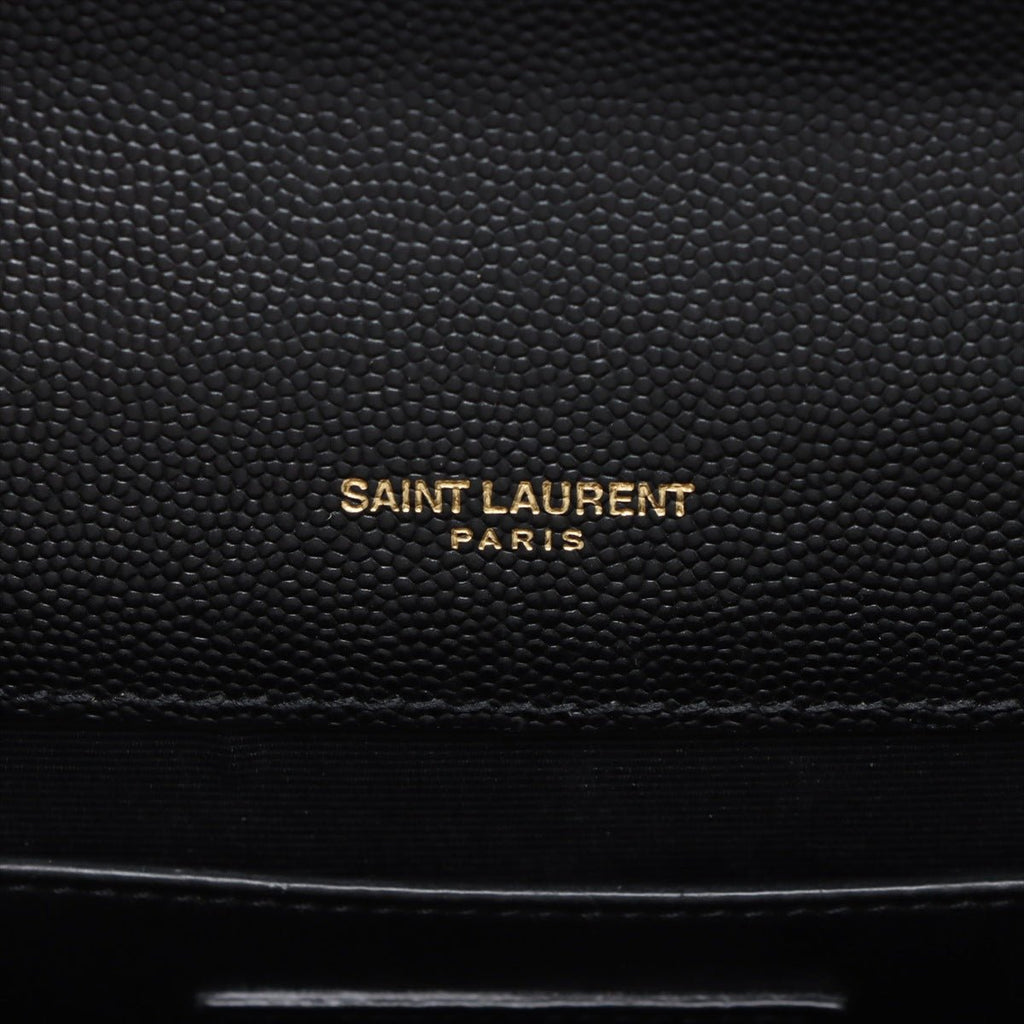 Second hand Saint Laurent Envelope Medium Embossed Grained Leather 2-Ways Envelope Bag Black - Tabita Bags