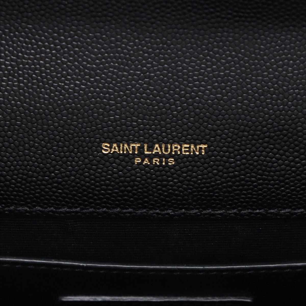 Second hand Saint Laurent Envelope Medium Embossed Grained Leather 2-Ways Envelope Bag Black - Tabita Bags