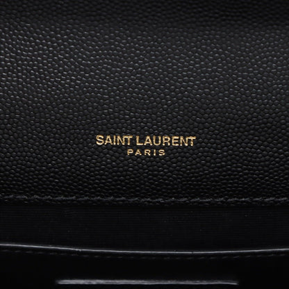 Second hand Saint Laurent Envelope Medium Embossed Grained Leather 2-Ways Envelope Bag Black - Tabita Bags