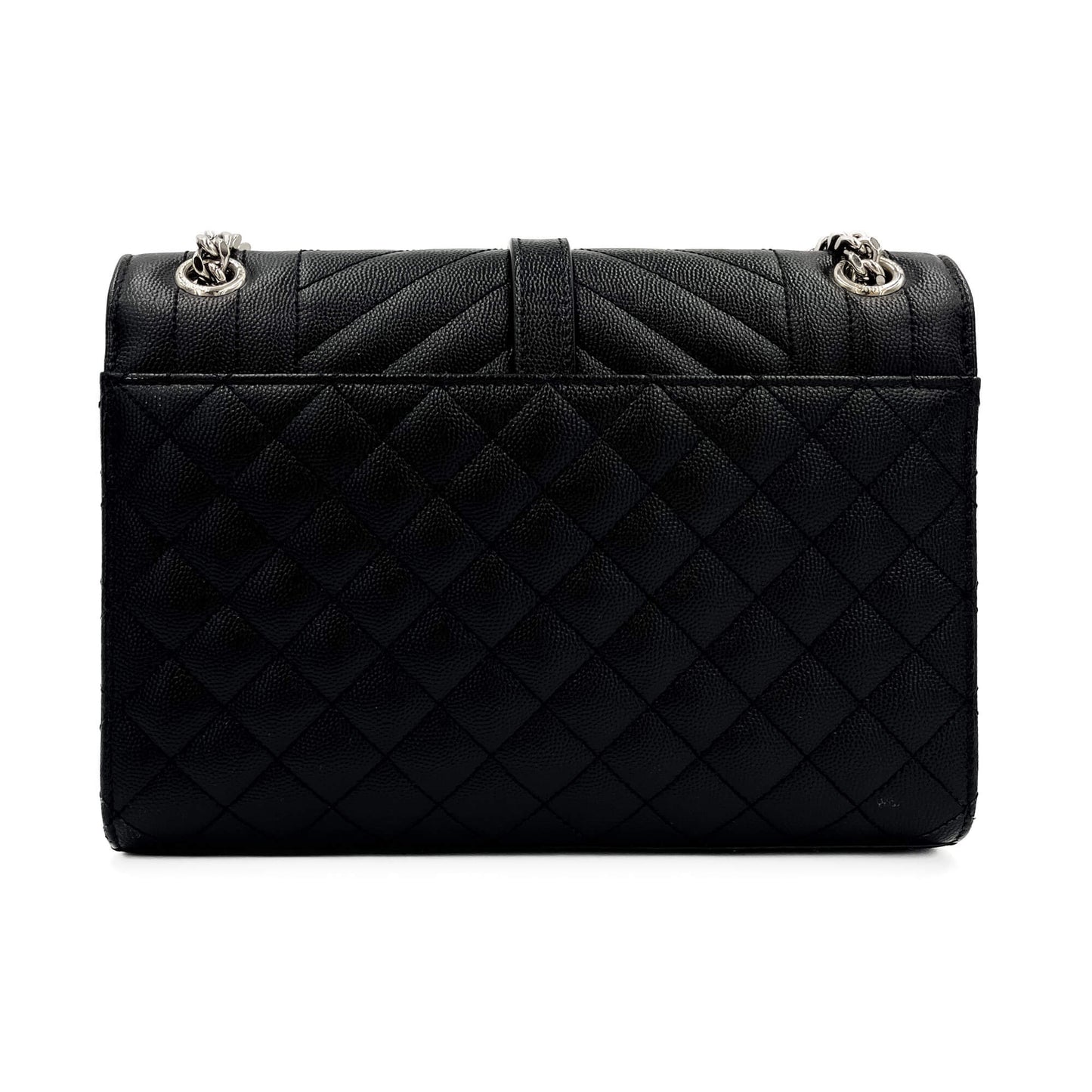 Second hand Saint Laurent Envelope Medium Embossed Grained Leather 2-Ways Envelope Bag Black - Tabita Bags