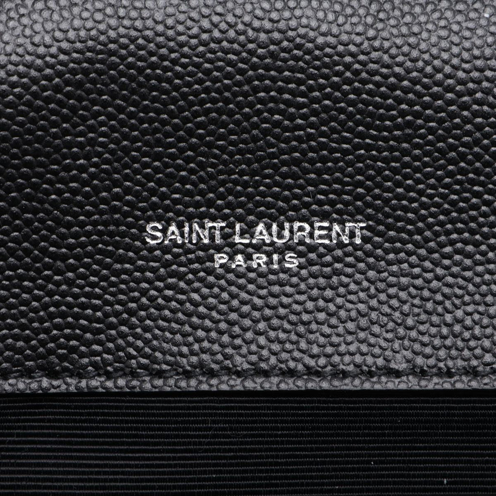 Second hand Saint Laurent Envelope Medium Embossed Grained Leather 2 - Ways Envelope Bag Black - Tabita Bags
