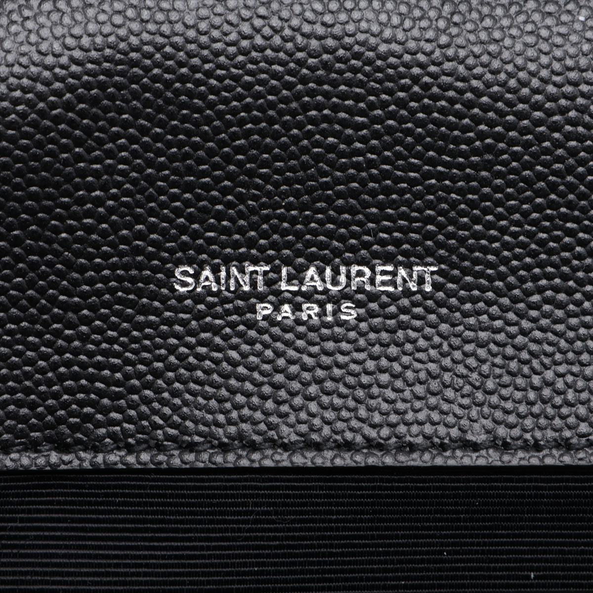 Second hand Saint Laurent Envelope Medium Embossed Grained Leather 2 - Ways Envelope Bag Black - Tabita Bags