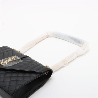 Second hand Saint Laurent Envelope Medium Embossed Grained Leather 2-Ways Envelope Bag Black - Tabita Bags
