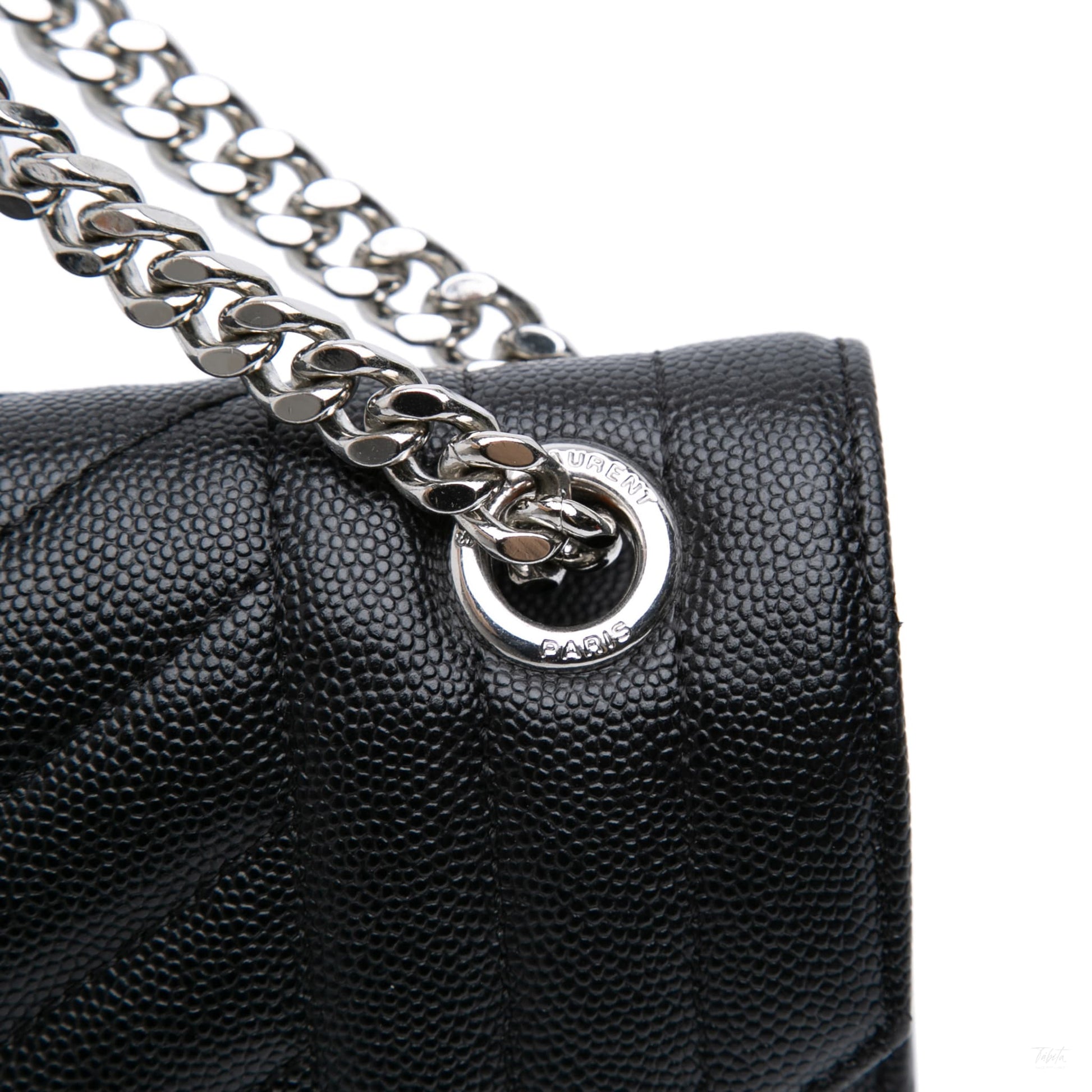 Second hand Saint Laurent Envelope Medium Embossed Grained Leather 2 - Ways Envelope Bag Black - Tabita Bags