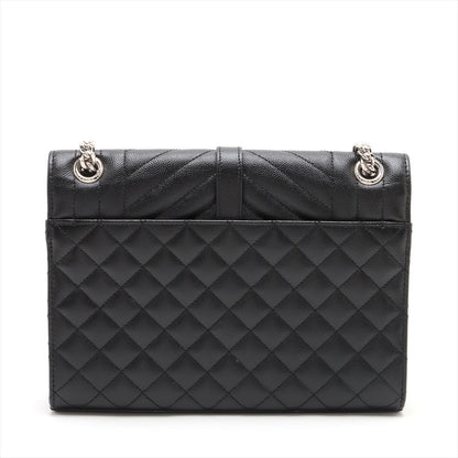 Second hand Saint Laurent Envelope Medium Embossed Grained Leather 2 - Ways Envelope Bag Black - Tabita Bags