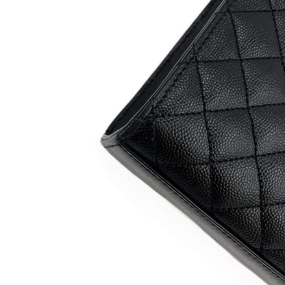 Second hand Saint Laurent Envelope Medium Embossed Grained Leather 2-Ways Envelope Bag Black - Tabita Bags