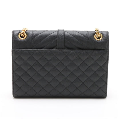 Second hand Saint Laurent Envelope Medium Embossed Grained Leather 2-Ways Envelope Bag Black - Tabita Bags