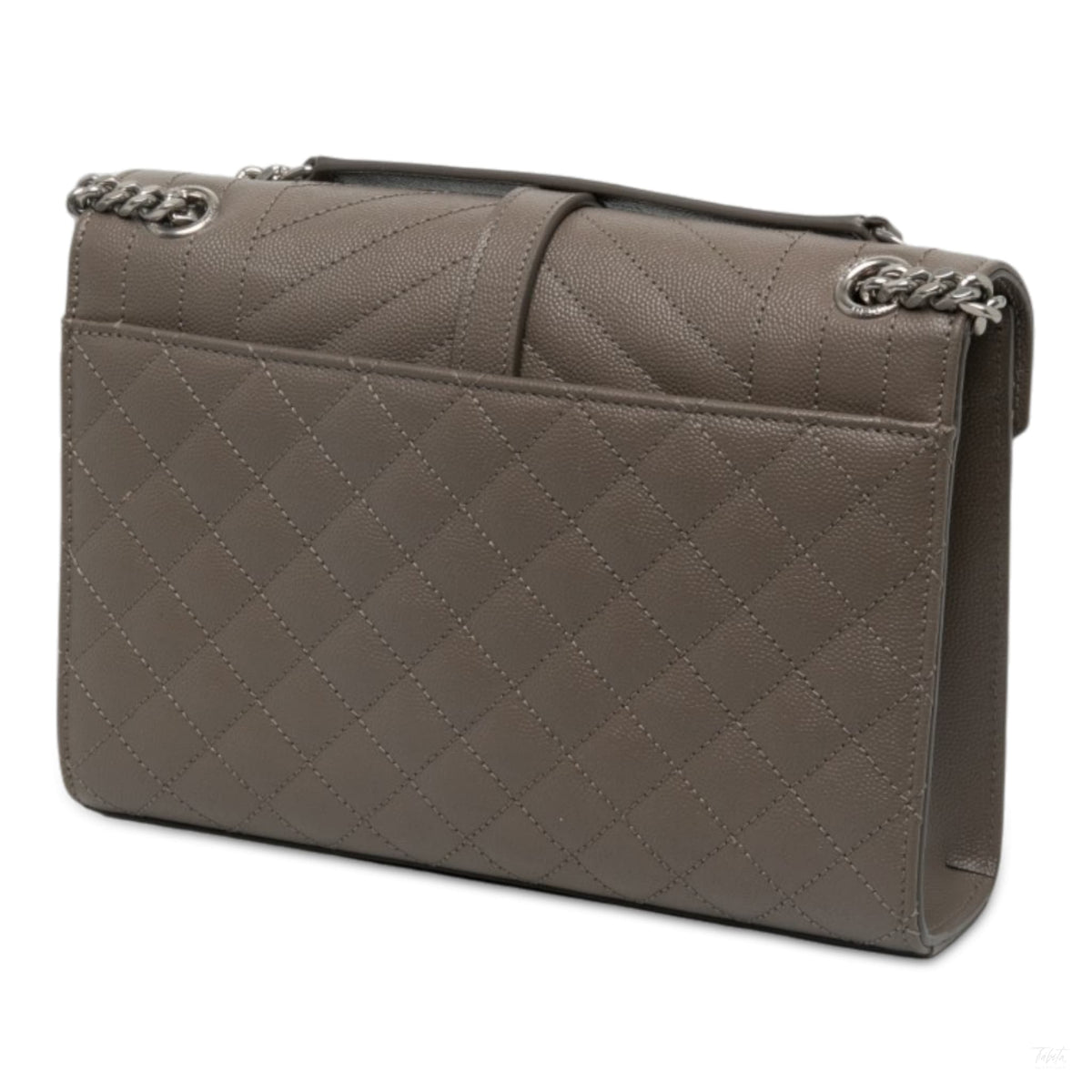Second hand Saint Laurent Envelope Medium Embossed Grained Leather 2-Ways Envelope Bag Brown - Tabita Bags