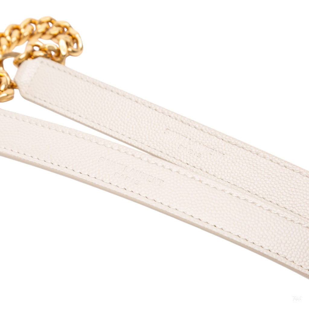 Second hand Saint Laurent Envelope Medium Embossed Grained Leather 2 - Ways Envelope Bag White - Tabita Bags