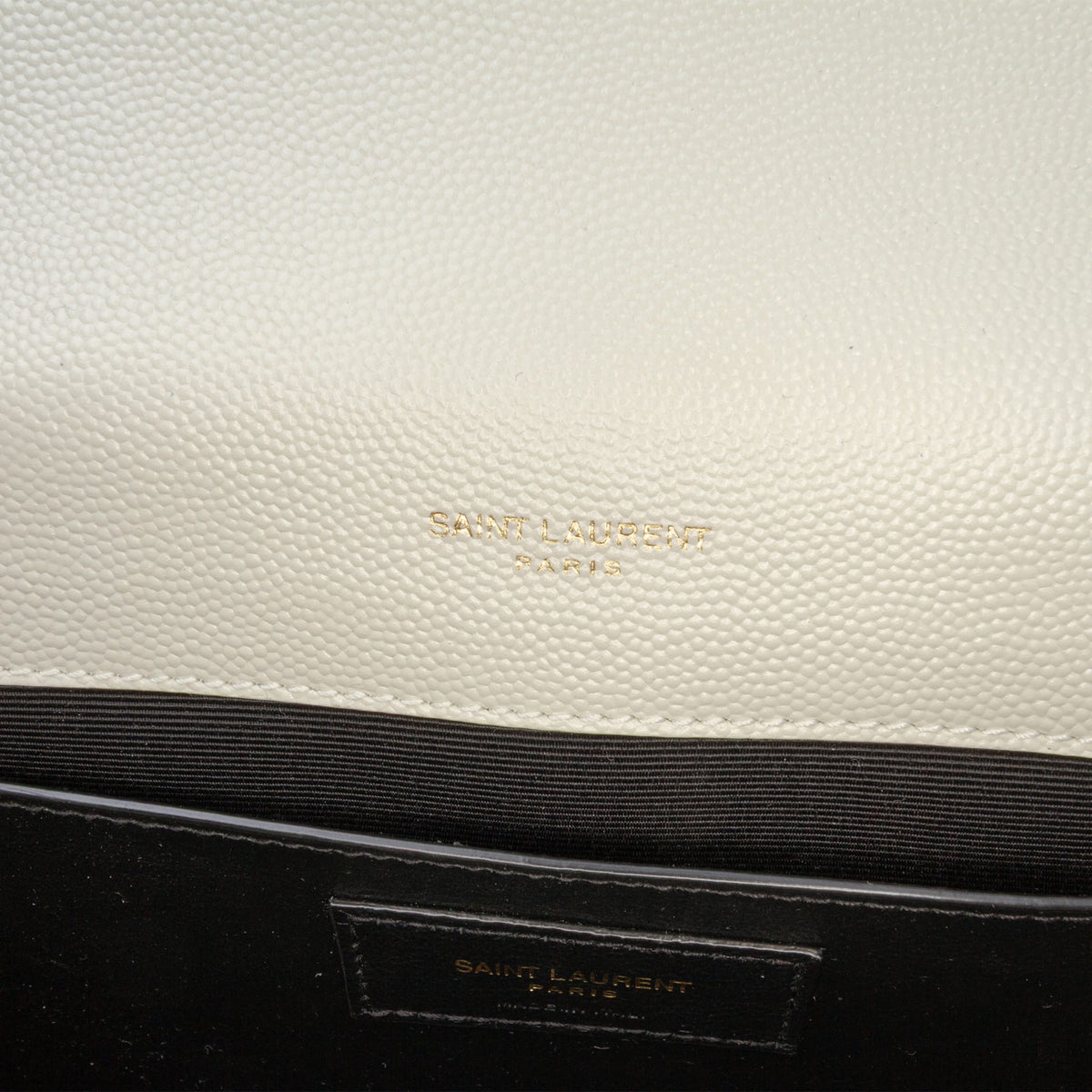 Second hand Saint Laurent Envelope Medium Embossed Grained Leather 2 - Ways Envelope Bag White - Tabita Bags