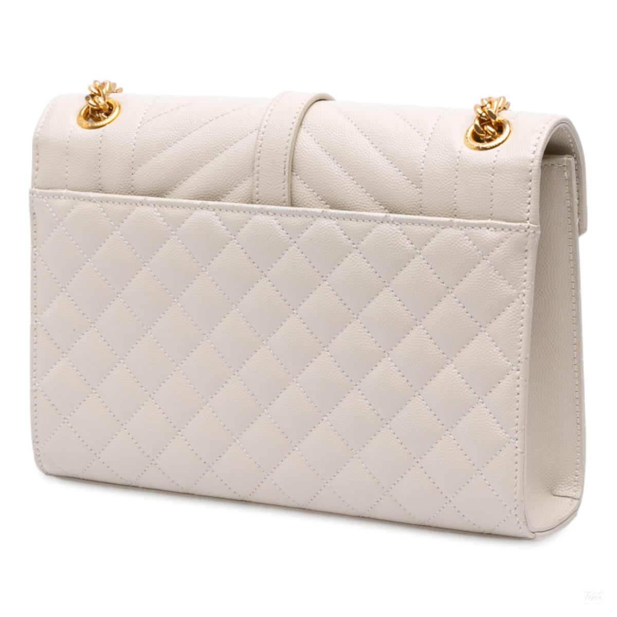 Second hand Saint Laurent Envelope Medium Embossed Grained Leather 2 - Ways Envelope Bag White - Tabita Bags