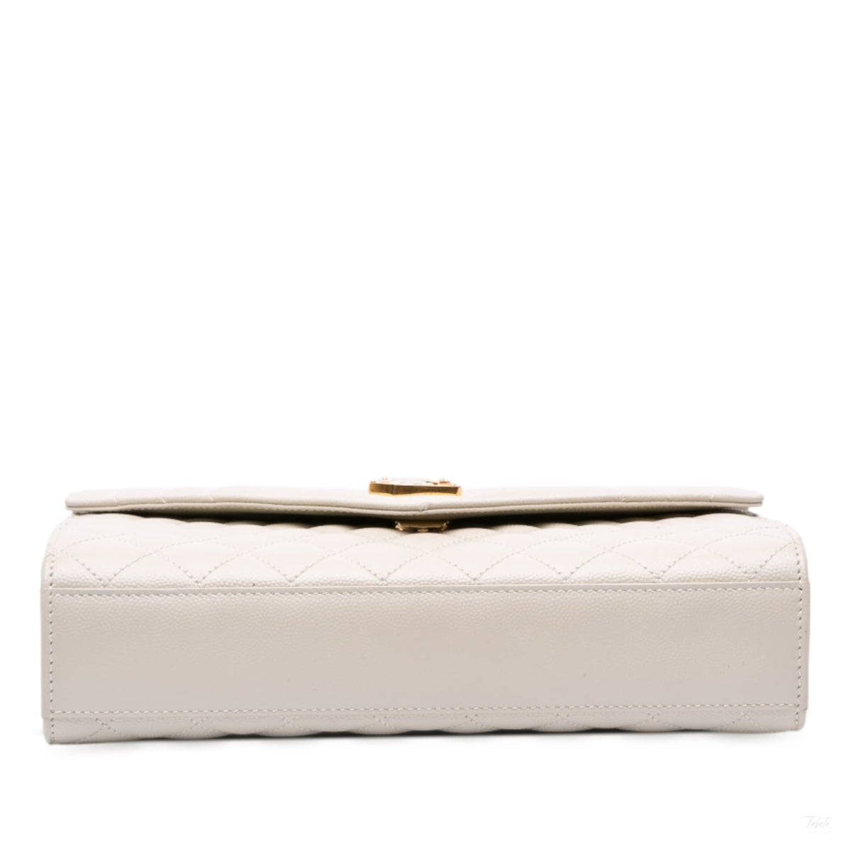 Second hand Saint Laurent Envelope Medium Embossed Grained Leather 2 - Ways Envelope Bag White - Tabita Bags