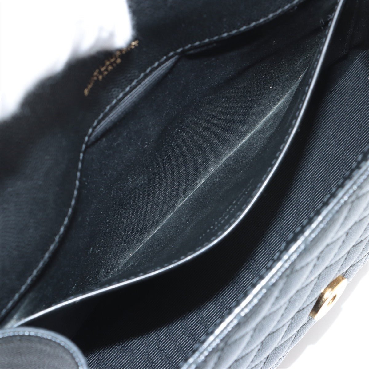 Second hand Saint Laurent Envelope Medium Grained Calfskin Leather Flap Crossbody Black - Tabita Bags