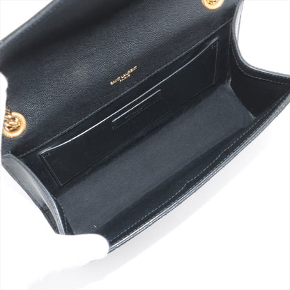 Second hand Saint Laurent Envelope Medium Grained Calfskin Leather Flap Crossbody Black - Tabita Bags