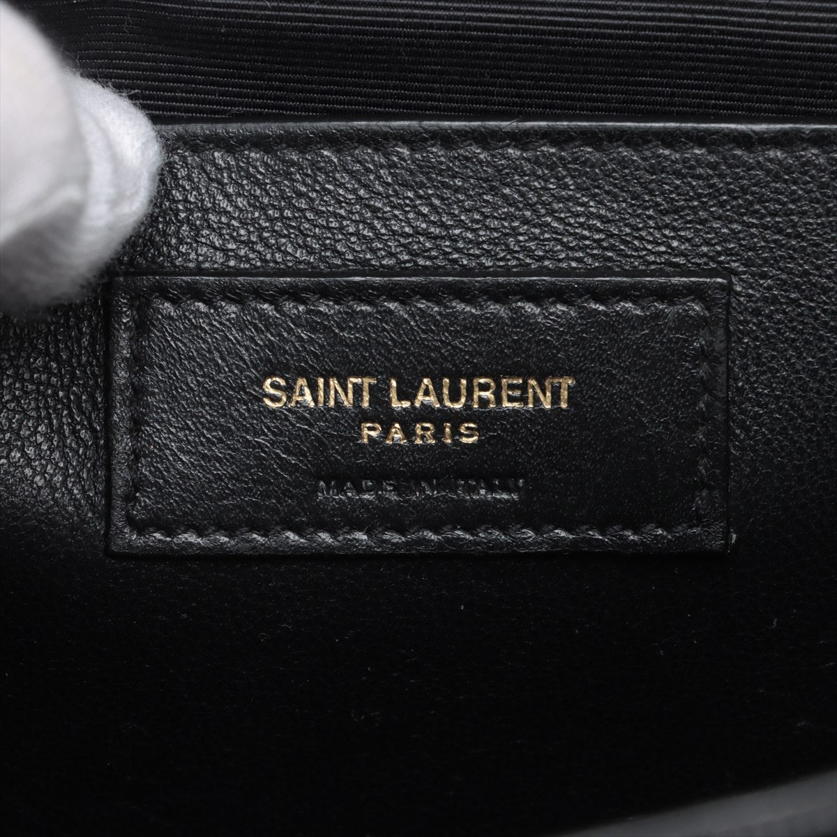 Second hand Saint Laurent Envelope Medium Grained Calfskin Leather Flap Crossbody Black - Tabita Bags