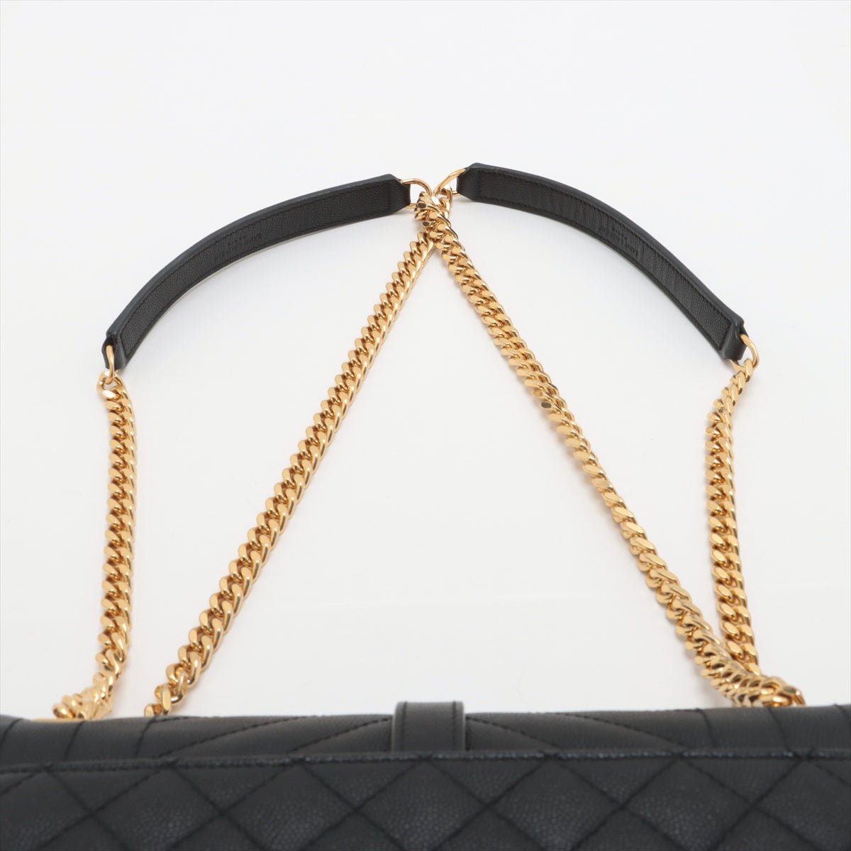 Second hand Saint Laurent Envelope Medium Grained Calfskin Leather Flap Crossbody Black - Tabita Bags