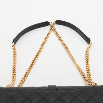 Second hand Saint Laurent Envelope Medium Grained Calfskin Leather Flap Crossbody Black - Tabita Bags
