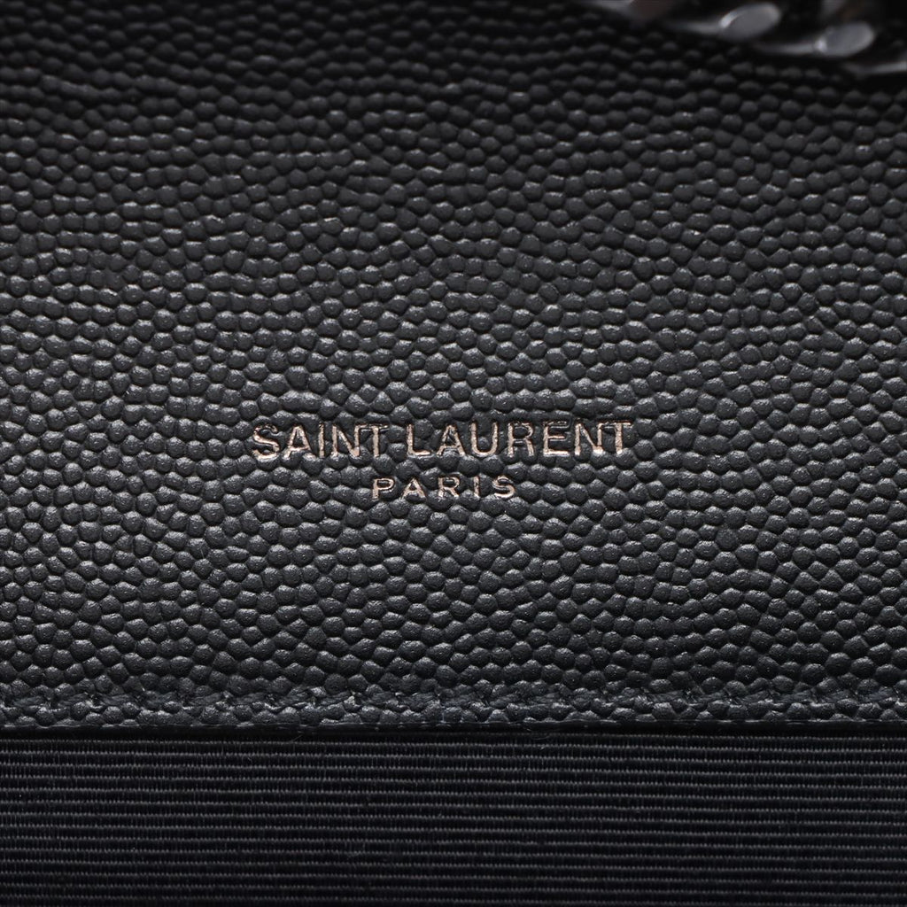 Second hand Saint Laurent Envelope Small Leather Chevron Quilted Shoulder Bag Black - Tabita Bags