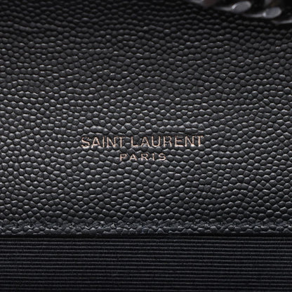 Second hand Saint Laurent Envelope Small Leather Chevron Quilted Shoulder Bag Black - Tabita Bags