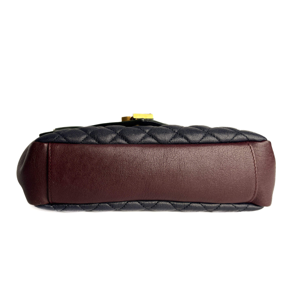 Second hand Saint Laurent Envelope Small Leather Chevron Quilted Shoulder Bag Tricolor - Tabita Bags