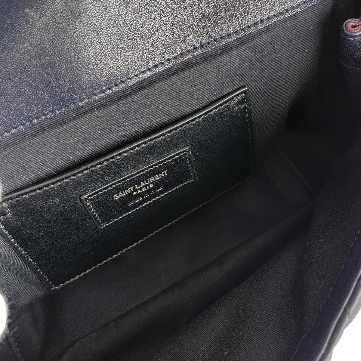 Second hand Saint Laurent Envelope Small Leather Chevron Quilted Shoulder Bag Tricolor - Tabita Bags