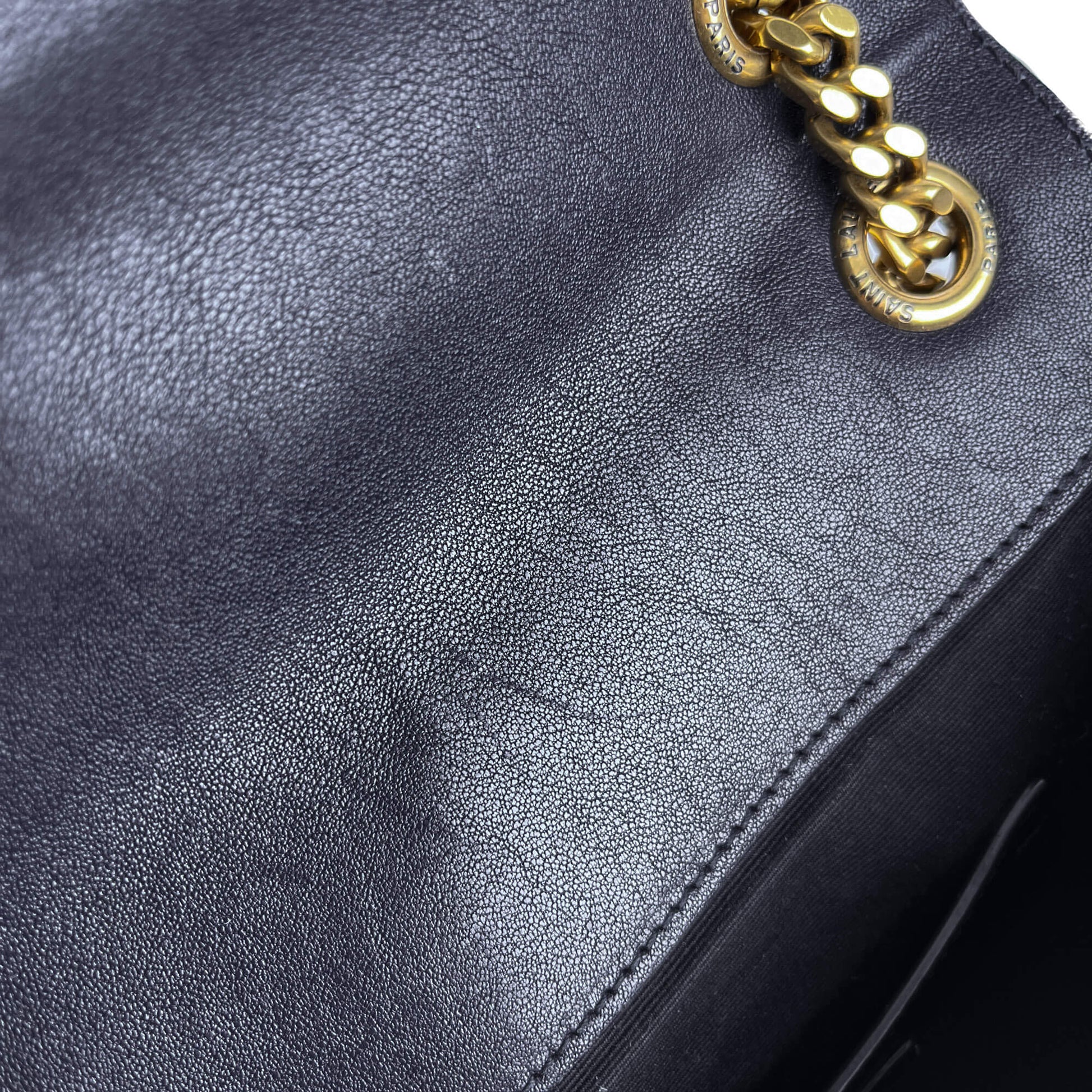 Second hand Saint Laurent Envelope Small Leather Chevron Quilted Shoulder Bag Tricolor - Tabita Bags