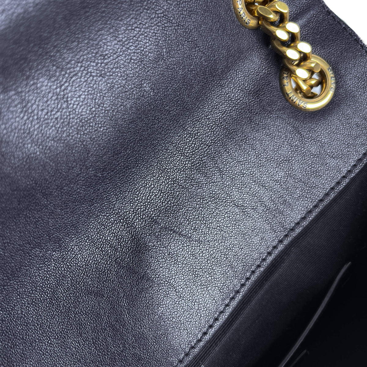 Second hand Saint Laurent Envelope Small Leather Chevron Quilted Shoulder Bag Tricolor - Tabita Bags