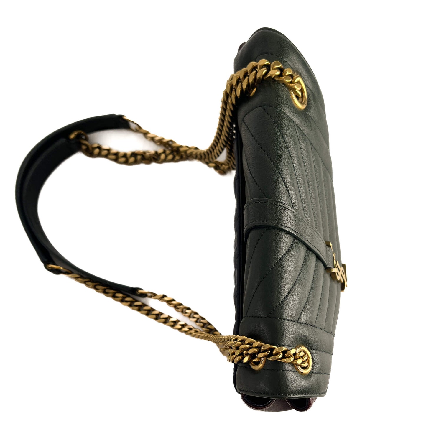 Second hand Saint Laurent Envelope Small Leather Chevron Quilted Shoulder Bag Tricolor - Tabita Bags