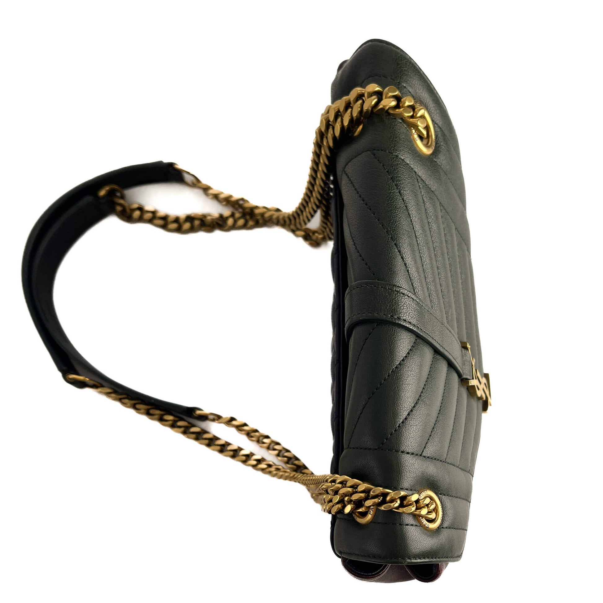 Second hand Saint Laurent Envelope Small Leather Chevron Quilted Shoulder Bag Tricolor - Tabita Bags