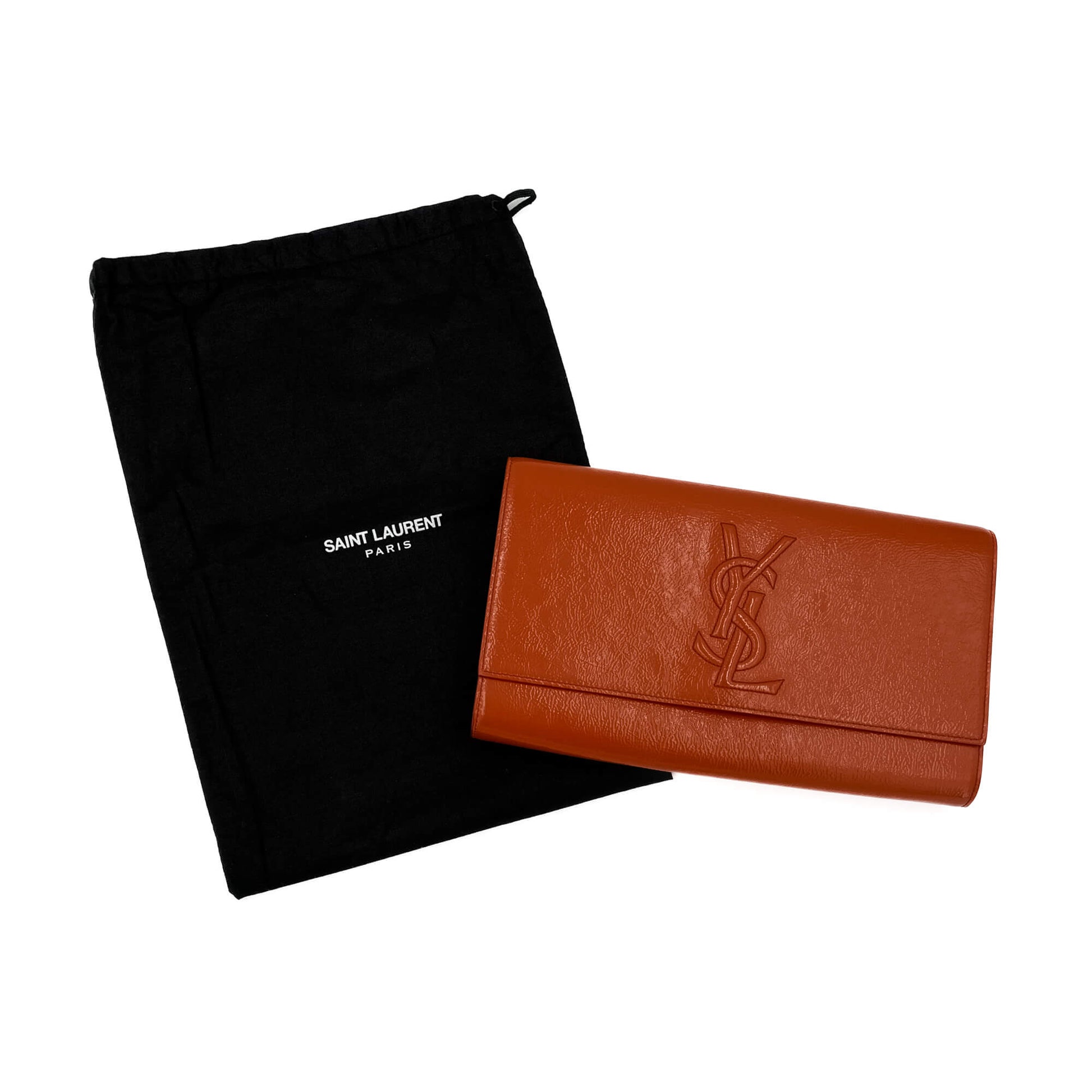 Second hand Saint Laurent Flap Clutch Patent Leather Orange - Tabita Bags