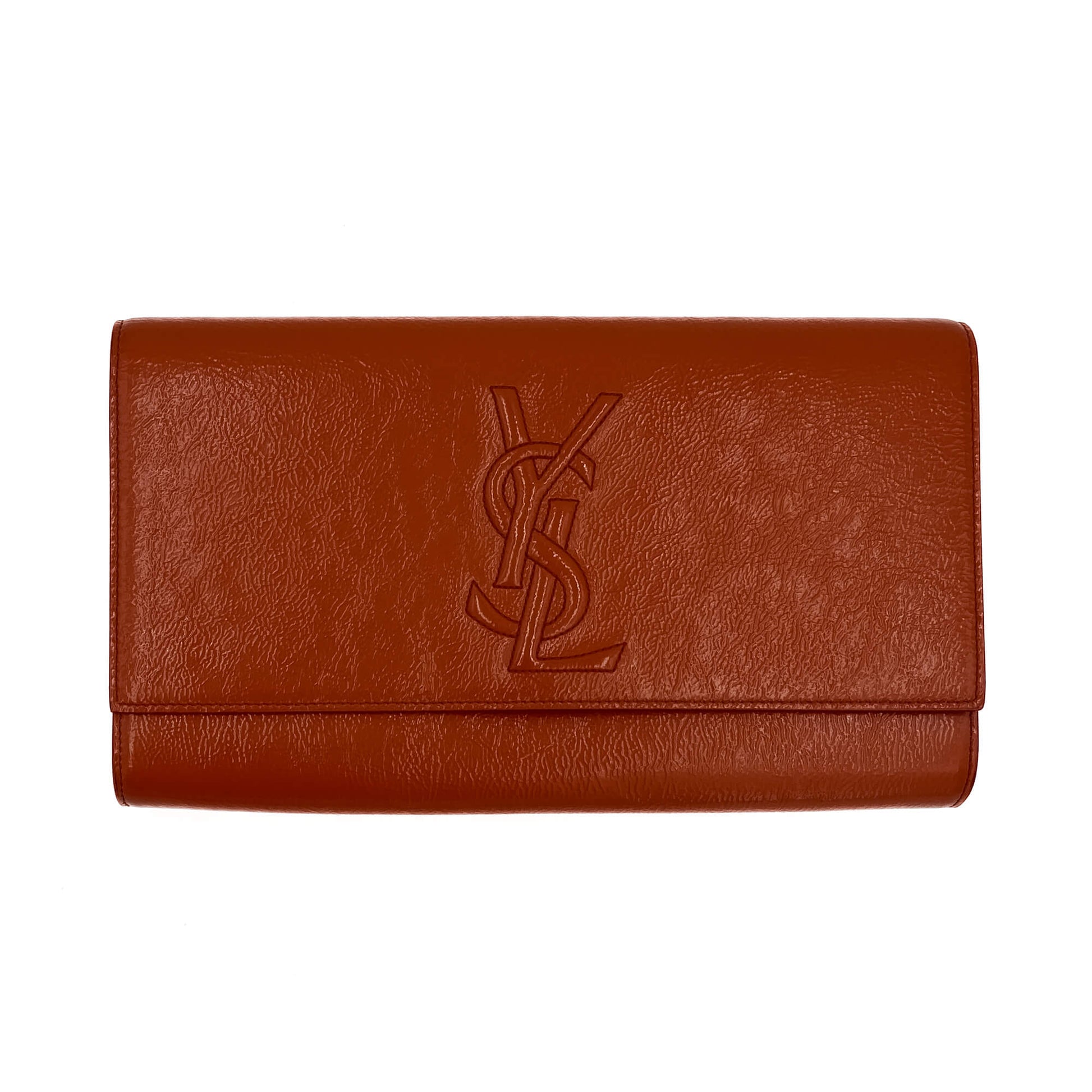 Second hand Saint Laurent Flap Clutch Patent Leather Orange - Tabita Bags