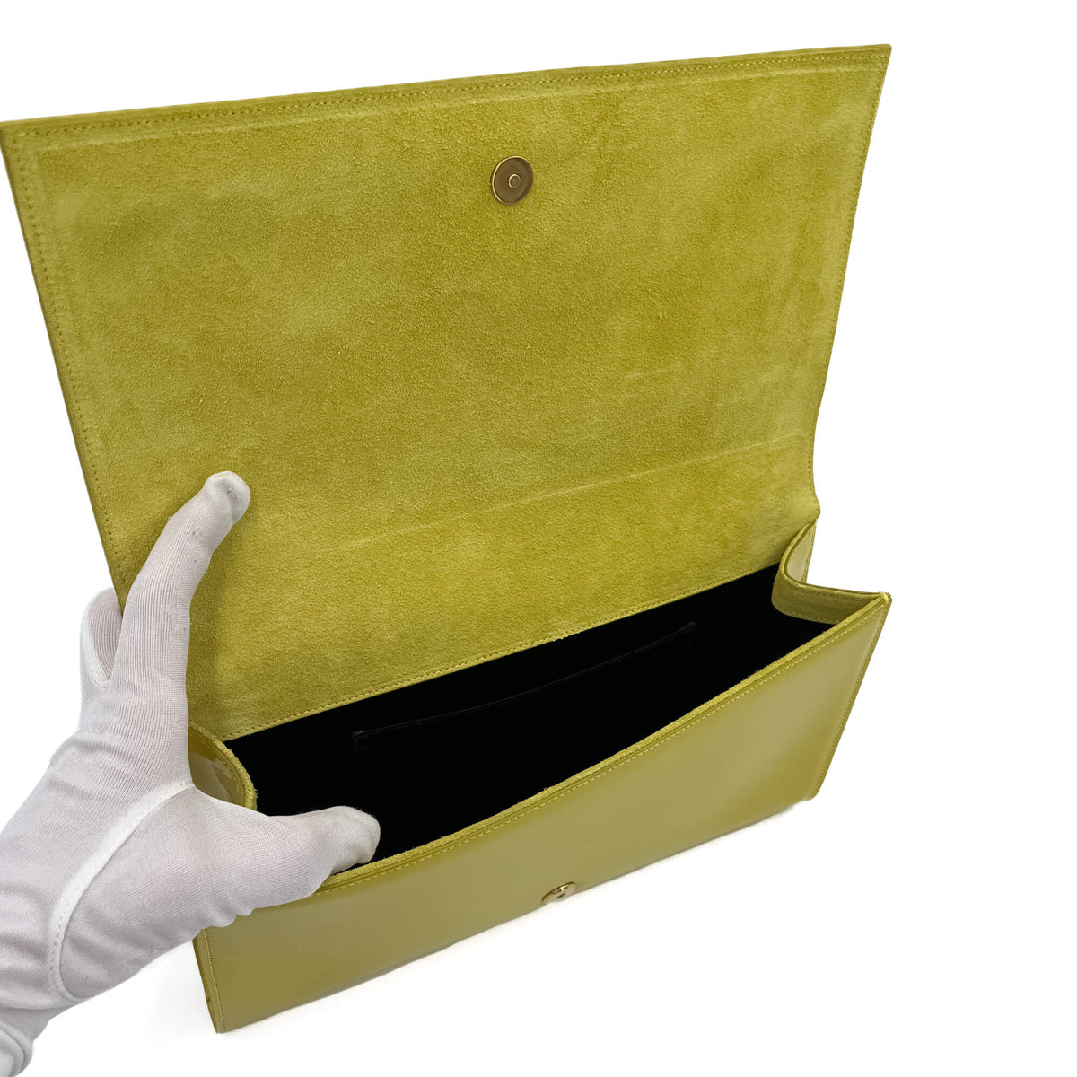 Second hand Saint Laurent Flap Clutch Patent Leather Yellow - Tabita Bags
