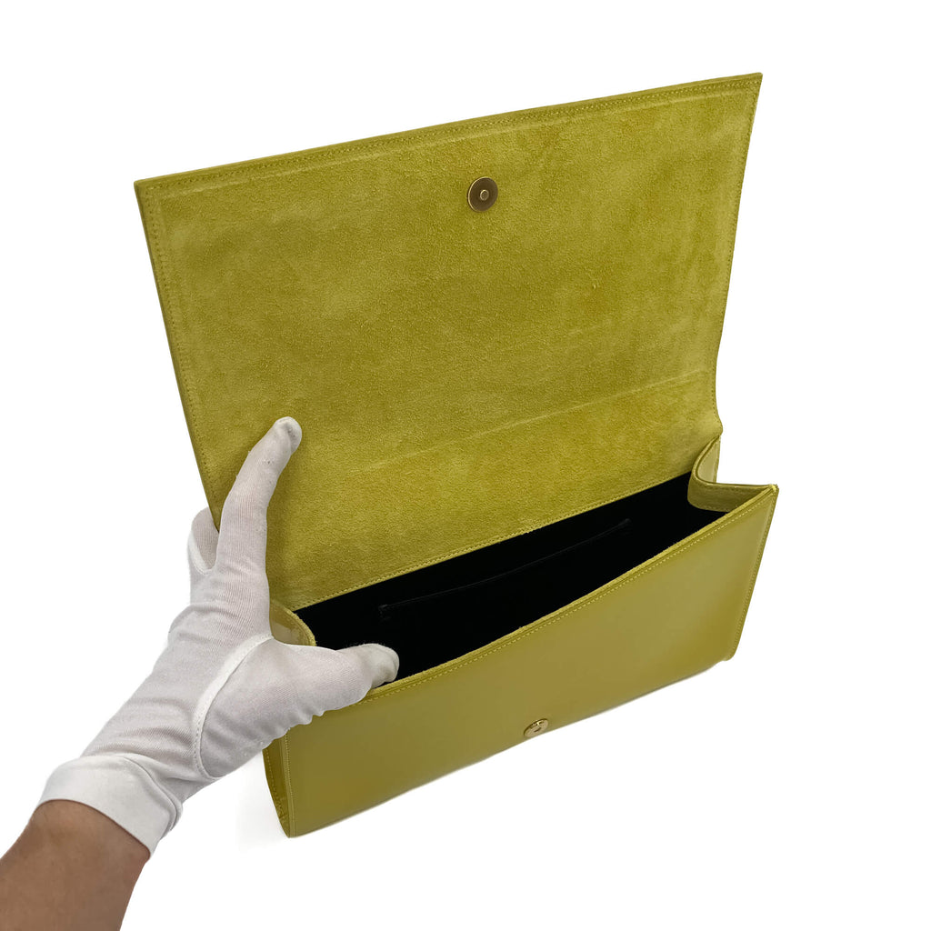 Second hand Saint Laurent Flap Clutch Patent Leather Yellow - Tabita Bags
