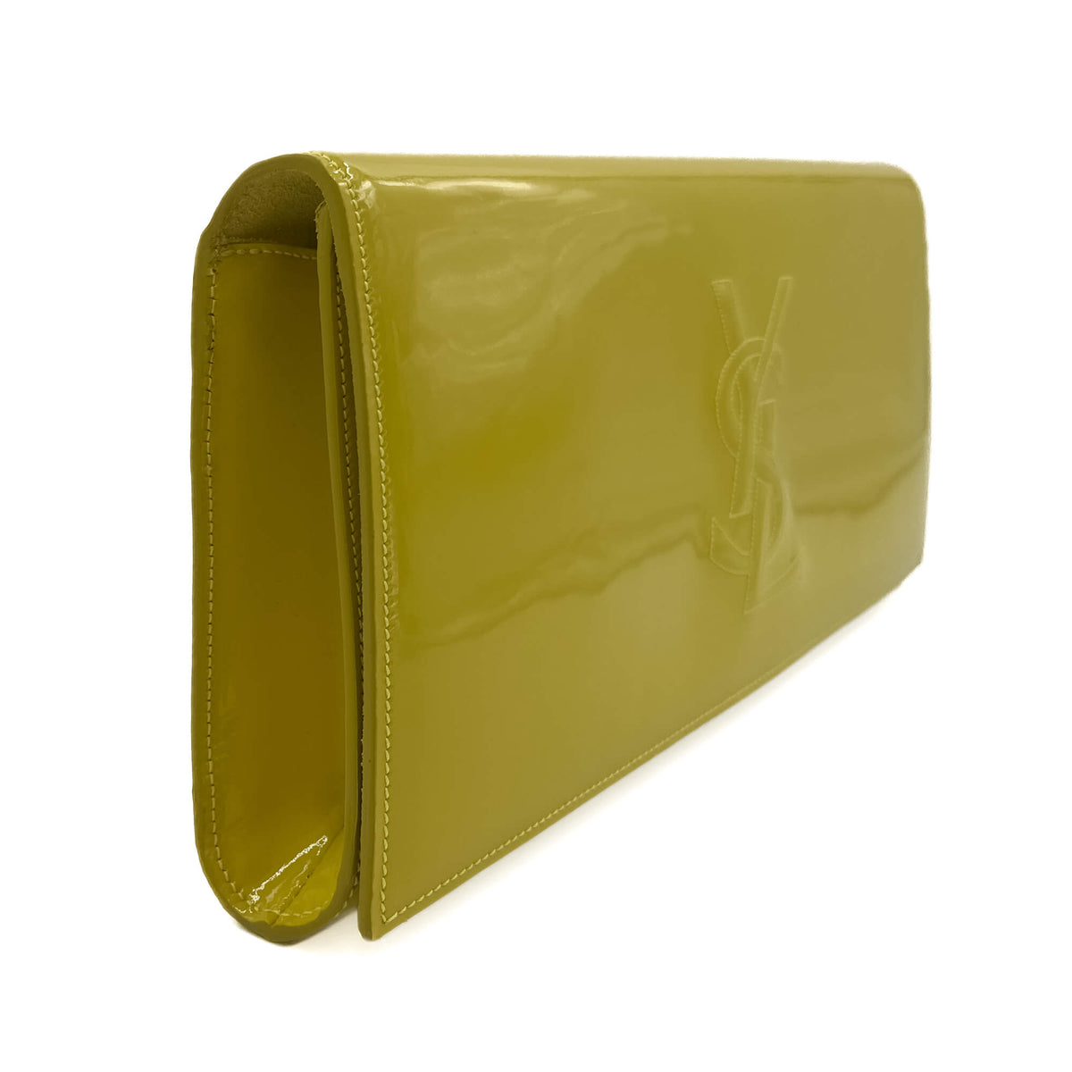 Second hand Saint Laurent Flap Clutch Patent Leather Yellow - Tabita Bags
