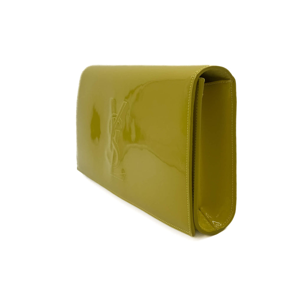 Second hand Saint Laurent Flap Clutch Patent Leather Yellow - Tabita Bags
