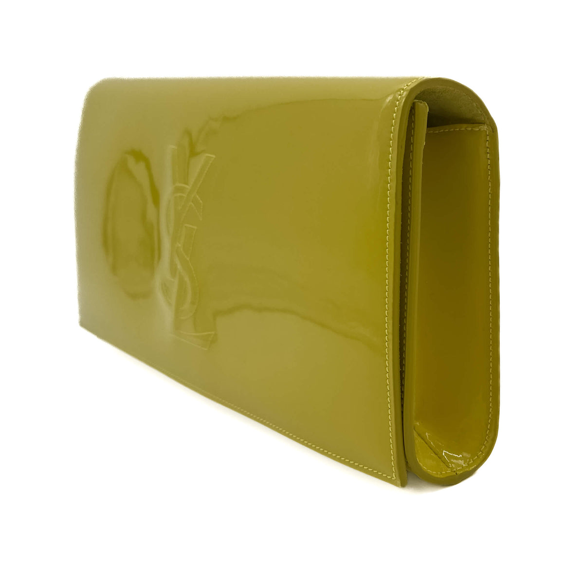 Second hand Saint Laurent Flap Clutch Patent Leather Yellow - Tabita Bags