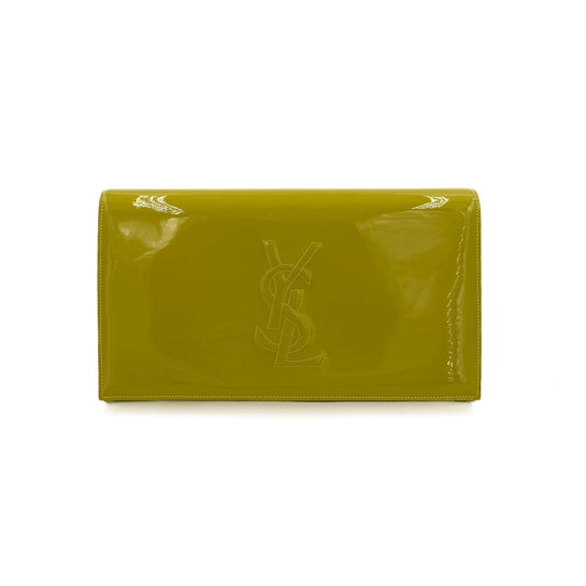 Second hand Saint Laurent Flap Clutch Patent Leather Yellow - Tabita Bags