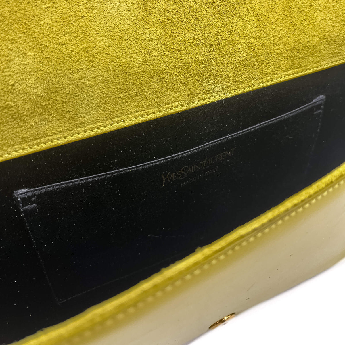 Second hand Saint Laurent Flap Clutch Patent Leather Yellow - Tabita Bags