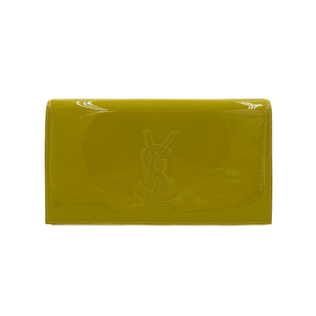 Second hand Saint Laurent Flap Clutch Patent Leather Yellow - Tabita Bags