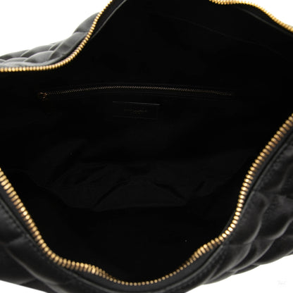 Second hand Saint Laurent Icare Quilted Nappa Leather Hobo Shoulder Bag Black - Tabita Bags