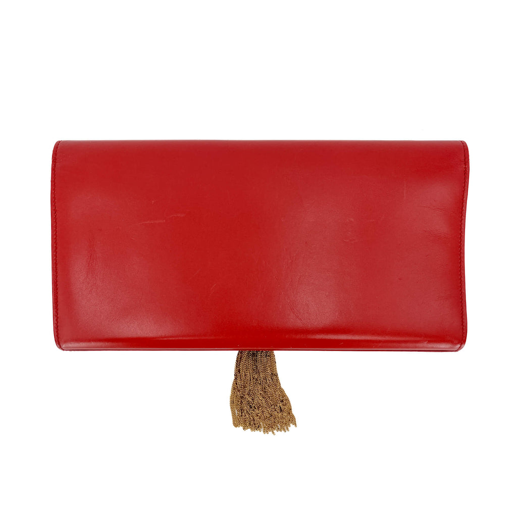 Second hand Saint Laurent Kate Leather Flap Clutch Red - Tabita Bags