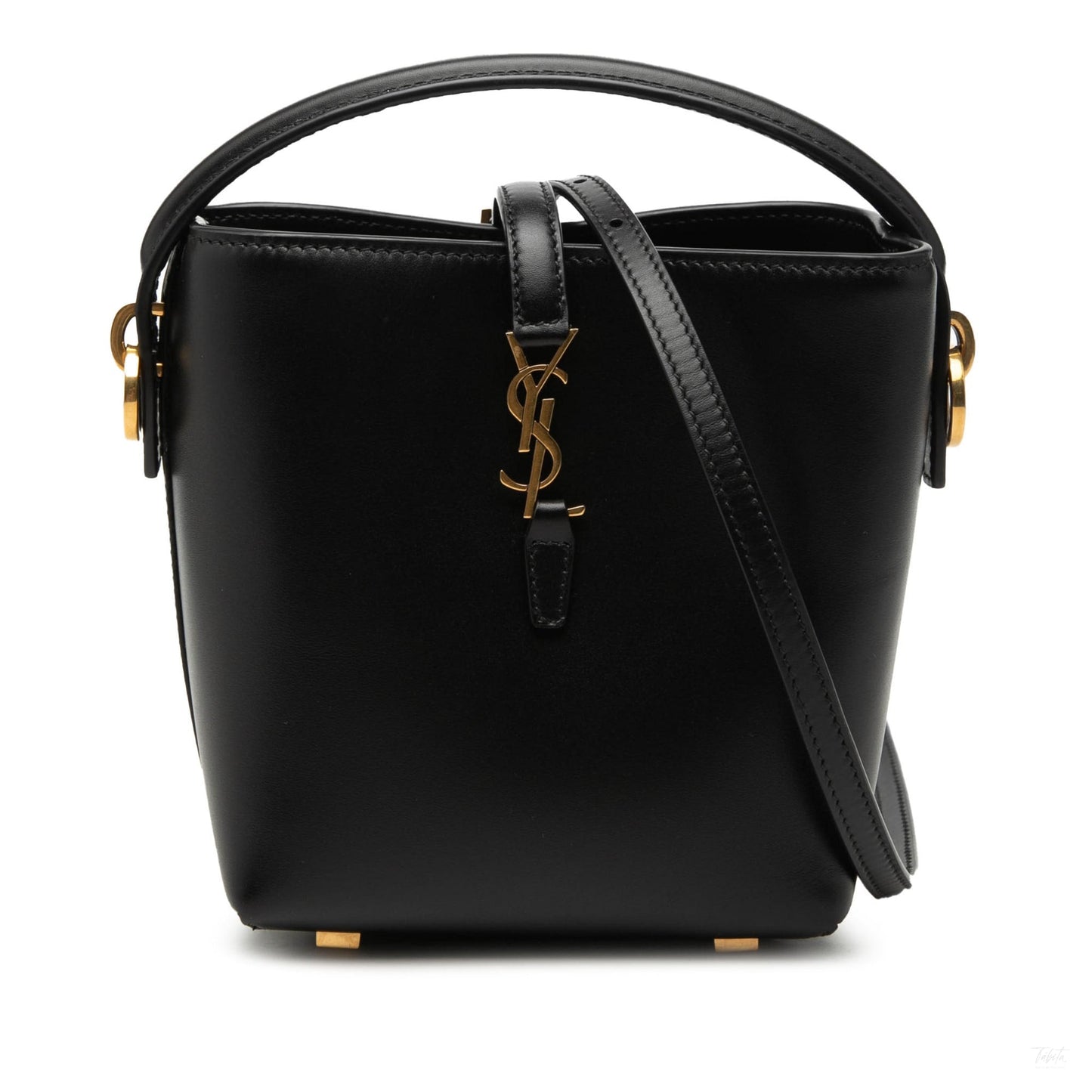 Second hand Saint Laurent Le 37 Mini Leather Bucket Shoulder Bag Black - Tabita Bags