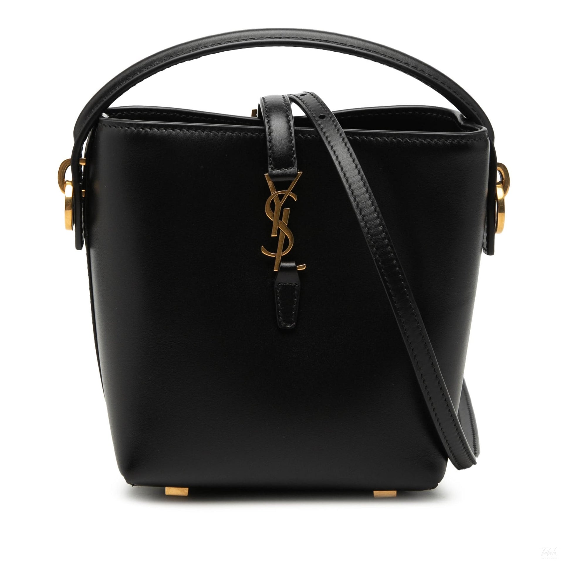 Second hand Saint Laurent Le 37 Mini Leather Bucket Shoulder Bag Black - Tabita Bags