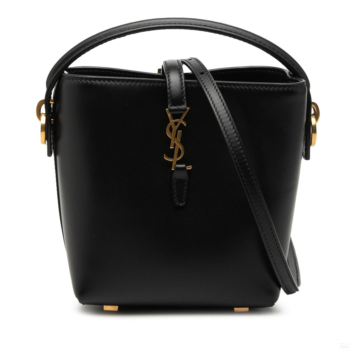 Second hand Saint Laurent Le 37 Mini Leather Bucket Shoulder Bag Black - Tabita Bags
