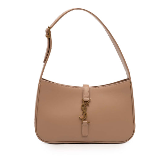 Second hand Saint Laurent Le 5 à 7 Leather Shoulder Bag Brown - Tabita Bags