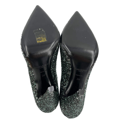 Second hand Saint Laurent Leather & Glitter Pump 39 Black - Tabita Bags