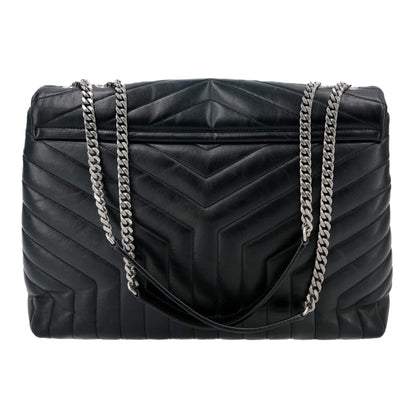 Second hand Saint Laurent Loulou Large Chevron Quilted Leather 2 - Ways Envelope Bag Black - Tabita Bags